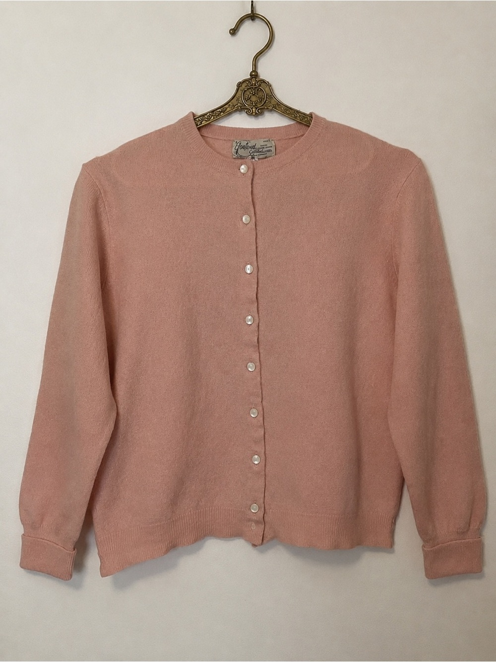Vintage Garland Cuddledown Pink Wool Lambswool Cardigan Pearl Buttons